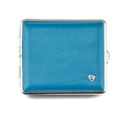 Vom Hofe Germany Deri Kısa Sigara Tabakası 18li (Krom/Mavi) - Vom Hofe