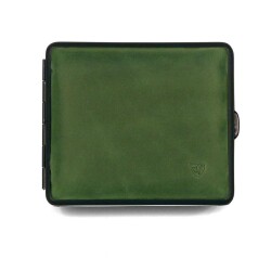 Vom Hofe Germany Deri Kısa Sigara Tabakası 18li (Siyah/Yeşil) - Vom Hofe