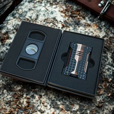 Windproof Rüzgar Geçirmez Puro Çakmak ve Kesici Seti Copper - 2