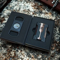 Windproof Rüzgar Geçirmez Puro Çakmak ve Kesici Seti Copper - S.T.Dupont (1)