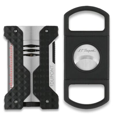 Windproof Rüzgar Geçirmez Puro Çakmak ve Kesici Seti Krom - 1