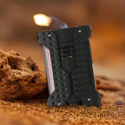 Windproof Rüzgar Geçirmez Puro Çakmak ve Kesici Seti Siyah - 3