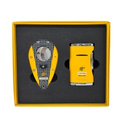 Xikar Cohiba Sarı Kareli Puro Çakmağı ve Kesici Seti 