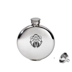 Yuvarlak Çelik Cep Matarası Krom 5 Oz 150ml Vahşi Ayı (hunili) - ANGELO